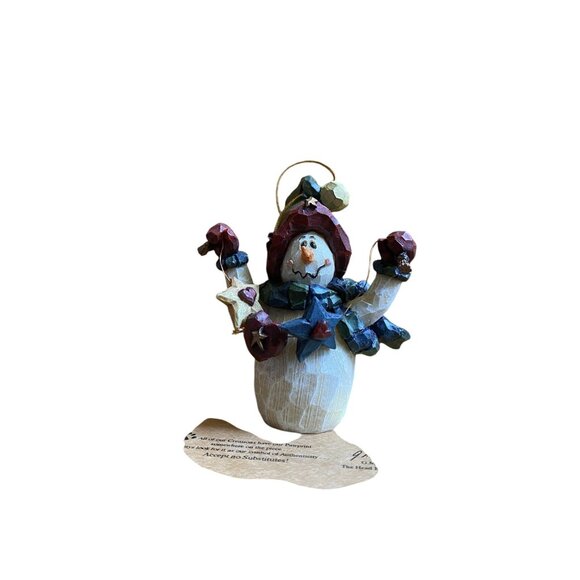 Boyds Bears Carvers Choice 1999 Avery Frostbuns Snowman Ornament Retired - Picture 3 of 7